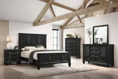 Sandy Beach Queen Panel Bed with High Headboard Black