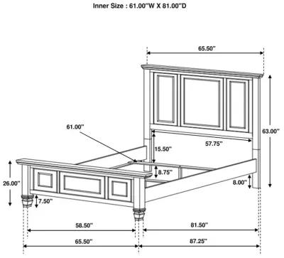 Sandy Beach Queen Panel Bed with High Headboard Black