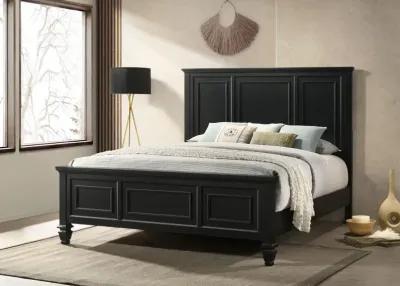 Sandy Beach Queen Panel Bed with High Headboard Black