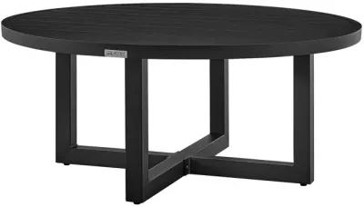 Argiope Outdoor Patio Round Coffee Table in Black Aluminum