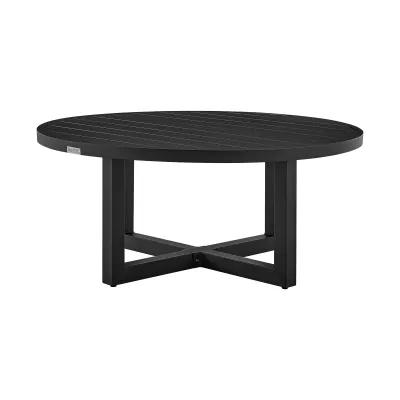 Argiope Outdoor Patio Round Coffee Table in Black Aluminum