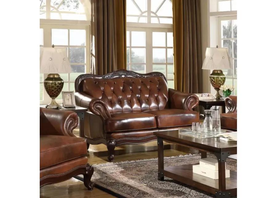 Victoria Tufted Back Loveseat Tri-tone and Brown