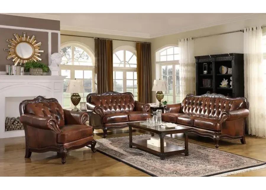 Victoria Tufted Back Loveseat Tri-tone and Brown