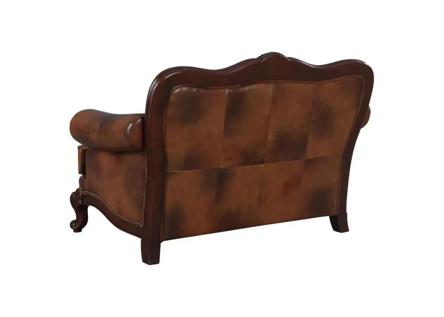 Victoria Tufted Back Loveseat Tri-tone and Brown