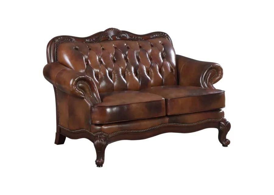 Victoria Tufted Back Loveseat Tri-tone and Brown