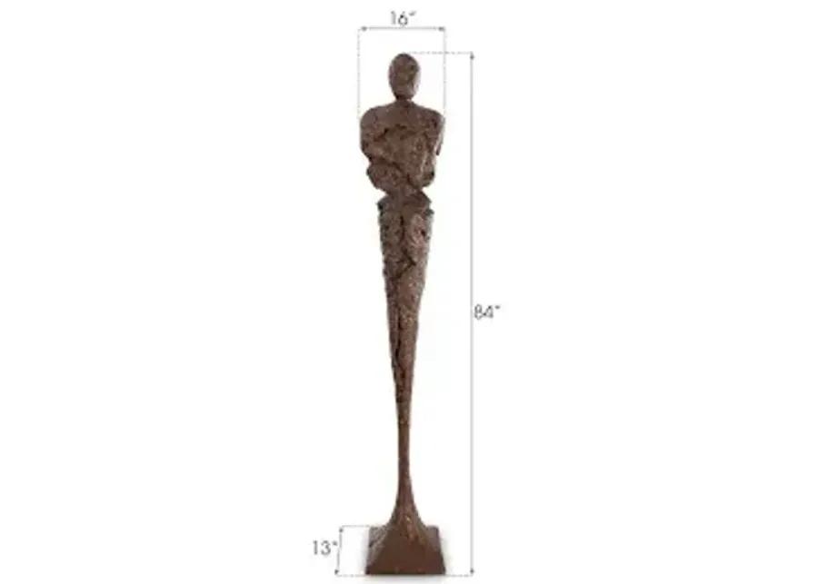 tall chiseled male sculpture, resin, bronze finish