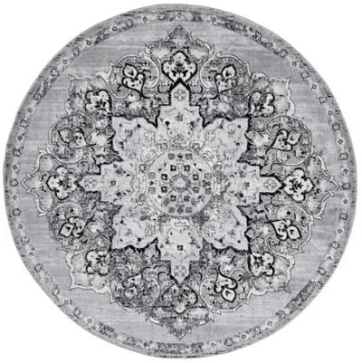 Brentwood 802 Silver / Black 6'-7" X 6'-7" Round Round Powerloomed Rug