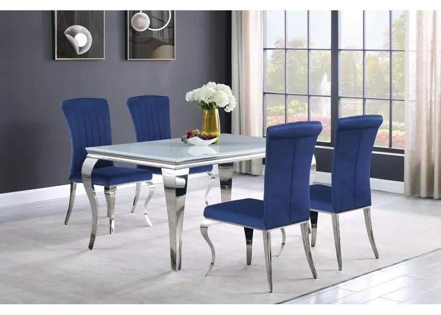 Carone 5-piece 61" Rectangular Dining Set Ink Blue and Chrome