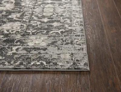 Panache Gray/Taupe Floral Distress Polypropylene 2'3" x 7'7" Runner Rug