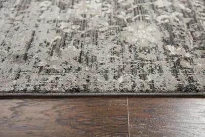 Panache Gray/Taupe Floral Distress Polypropylene 2'3" x 7'7" Runner Rug