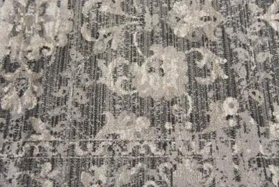 Panache Gray/Taupe Floral Distress Polypropylene 2'3" x 7'7" Runner Rug