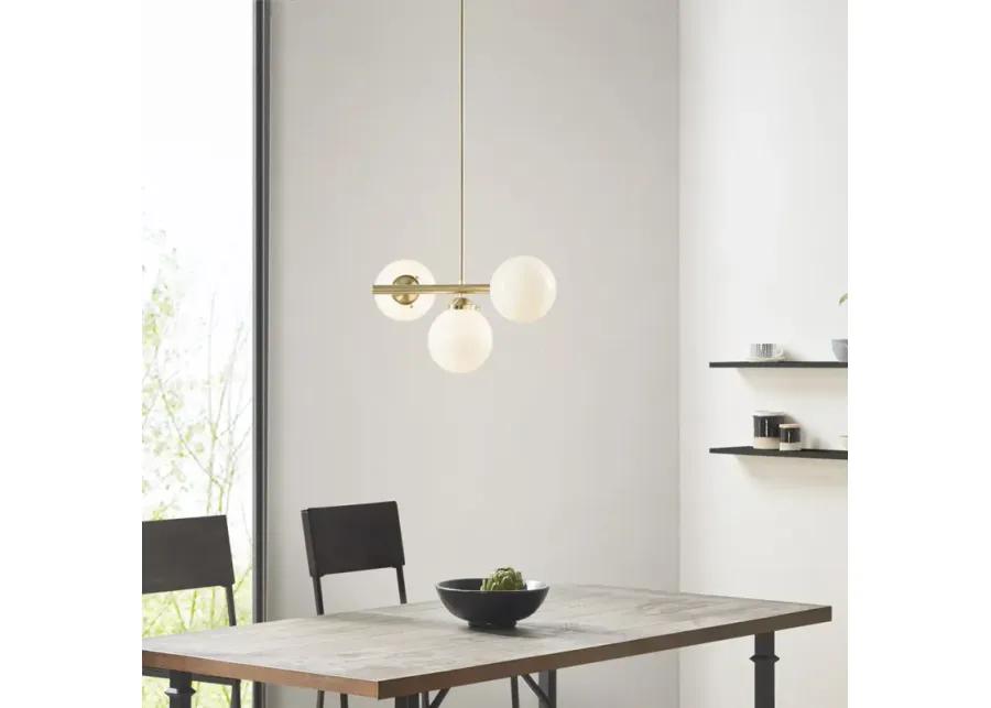 INK+IVY Aurelia Gold 3-Light Chandelier with Frosted Glass Globe Bulbs