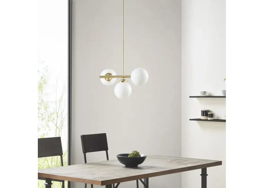 INK+IVY Aurelia Gold 3-Light Chandelier with Frosted Glass Globe Bulbs