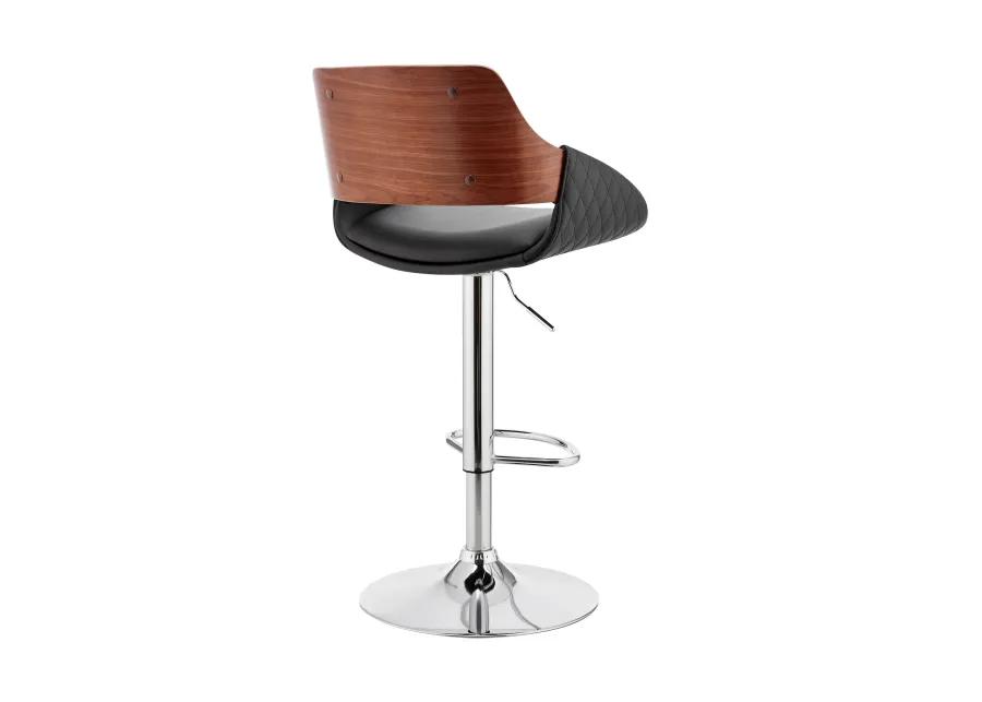 Colby Adjustable Black Faux Leather and Chrome Finish Bar Stool