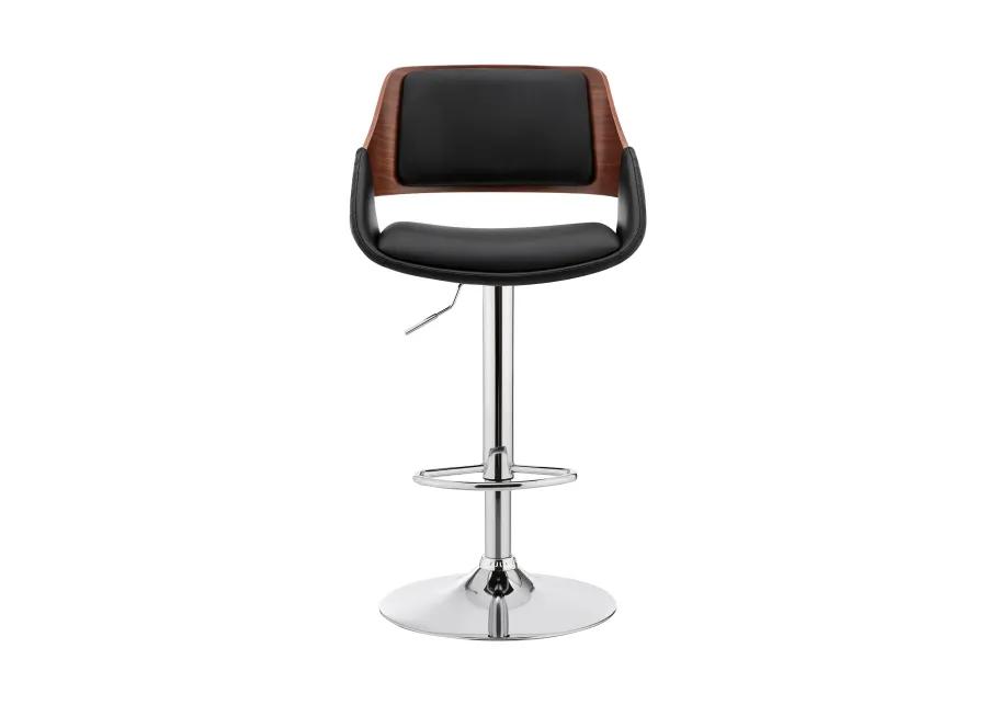 Colby Adjustable Black Faux Leather and Chrome Finish Bar Stool