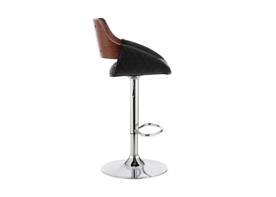 Colby Adjustable Black Faux Leather and Chrome Finish Bar Stool