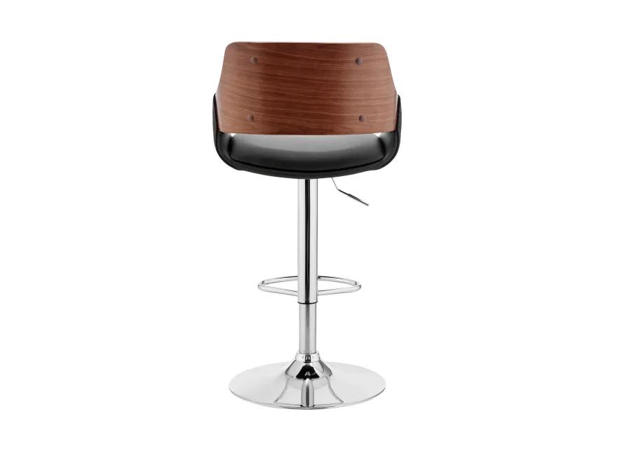 Colby Adjustable Black Faux Leather and Chrome Finish Bar Stool