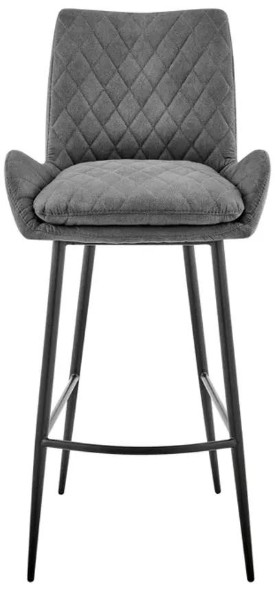 Panama 30" Bar Height Bar Stool in Charcoal Fabric and Black Finish