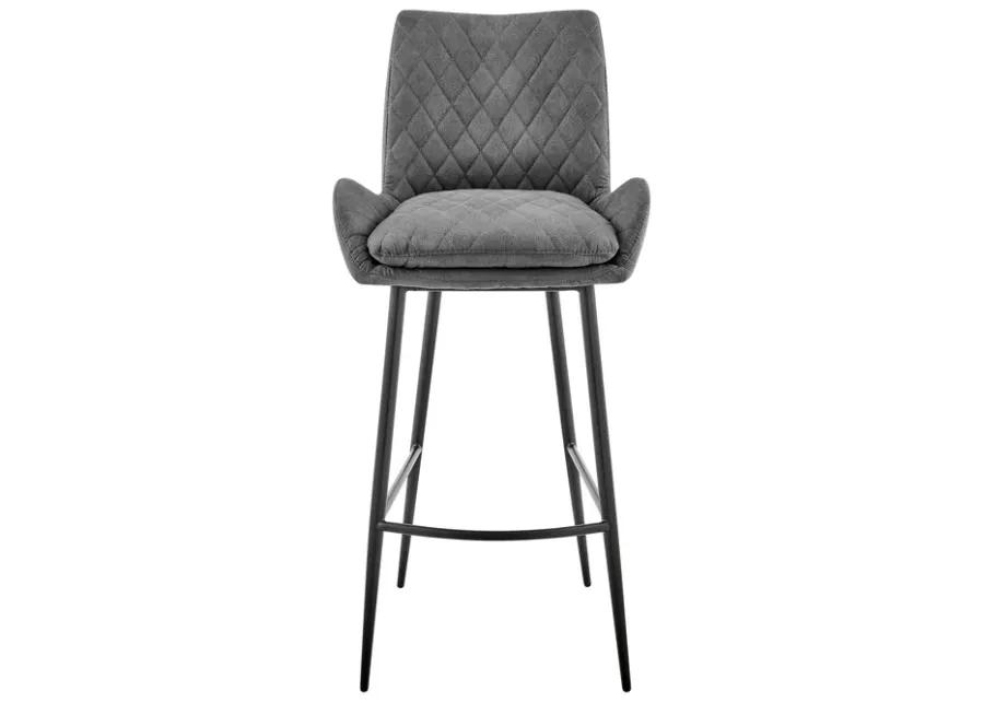 Panama 30" Bar Height Bar Stool in Charcoal Fabric and Black Finish