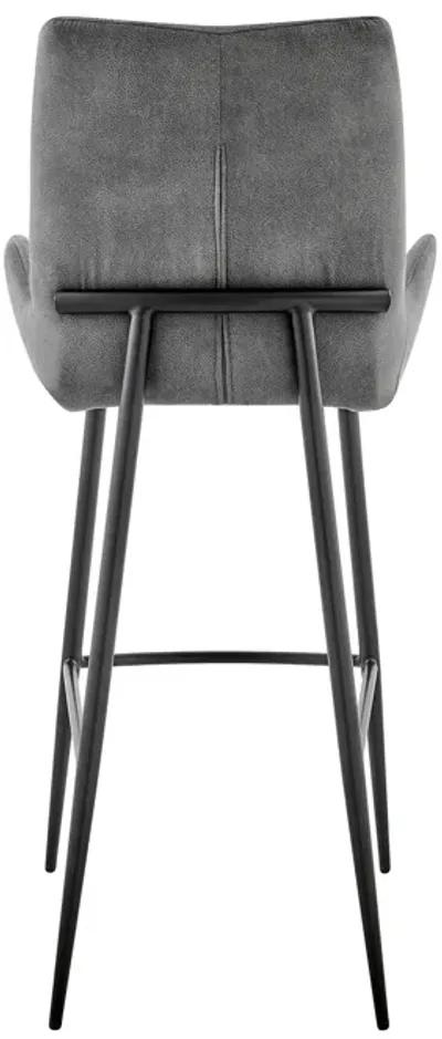 Panama 30" Bar Height Bar Stool in Charcoal Fabric and Black Finish