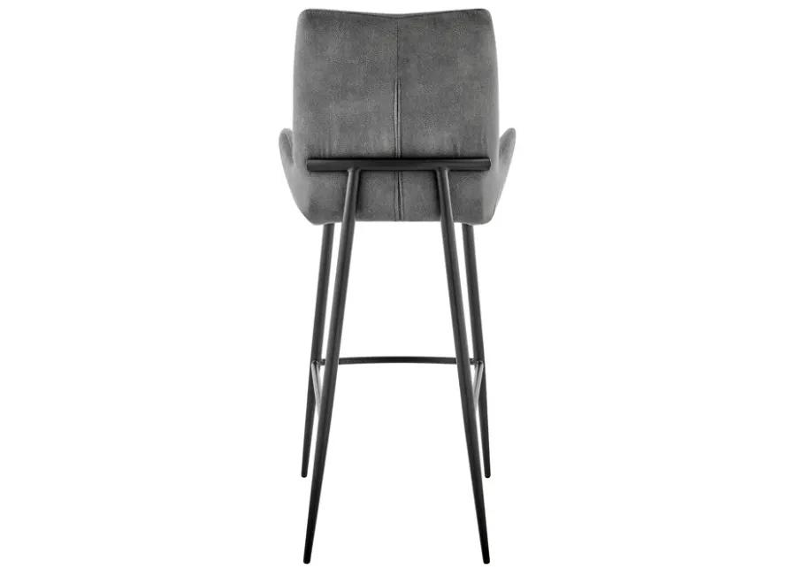 Panama 30" Bar Height Bar Stool in Charcoal Fabric and Black Finish