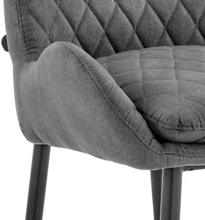 Panama 30" Bar Height Bar Stool in Charcoal Fabric and Black Finish