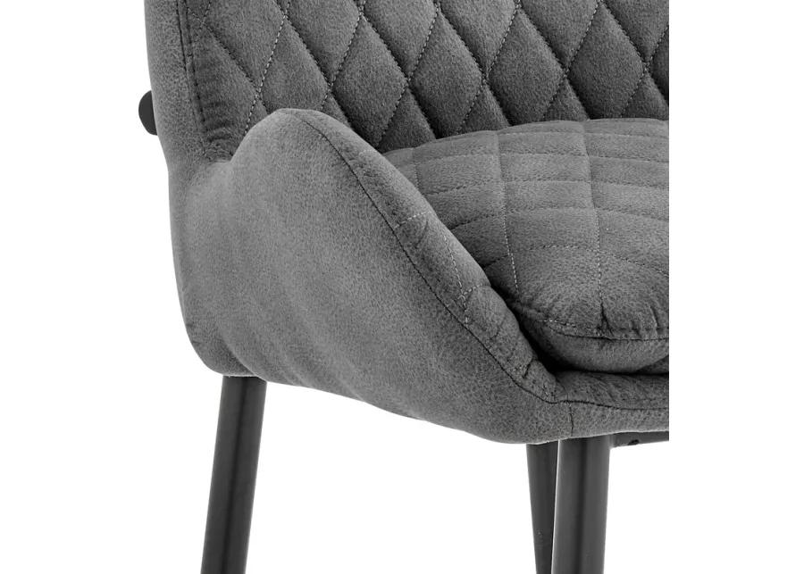 Panama 30" Bar Height Bar Stool in Charcoal Fabric and Black Finish