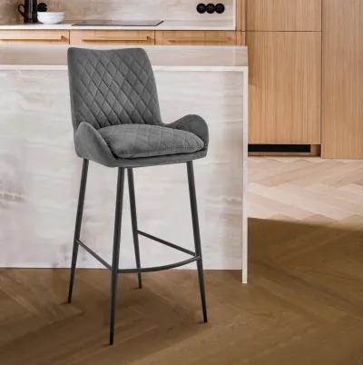 Panama 30" Bar Height Bar Stool in Charcoal Fabric and Black Finish