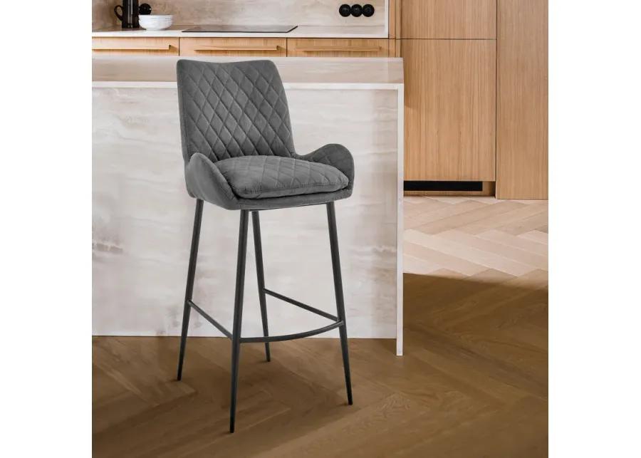 Panama 30" Bar Height Bar Stool in Charcoal Fabric and Black Finish