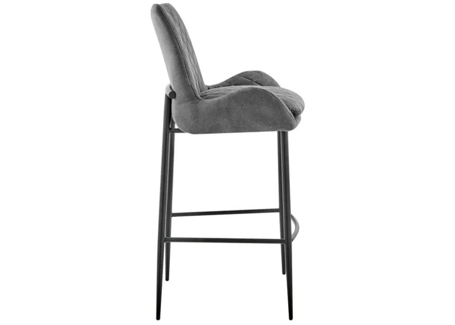 Panama 30" Bar Height Bar Stool in Charcoal Fabric and Black Finish