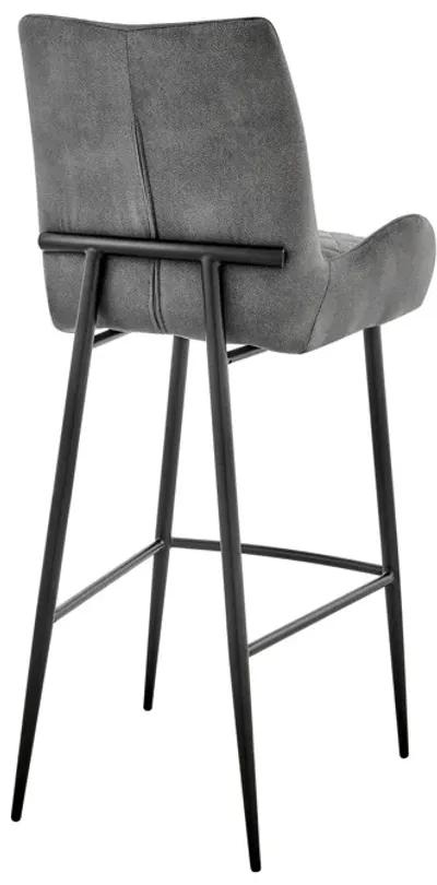 Panama 30" Bar Height Bar Stool in Charcoal Fabric and Black Finish