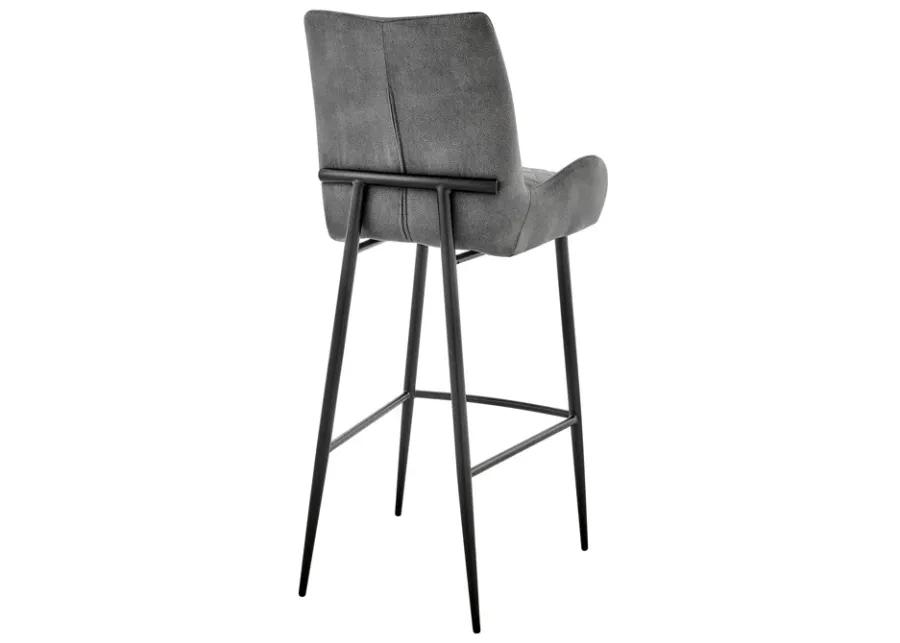 Panama 30" Bar Height Bar Stool in Charcoal Fabric and Black Finish