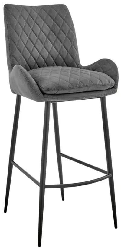 Panama 30" Bar Height Bar Stool in Charcoal Fabric and Black Finish