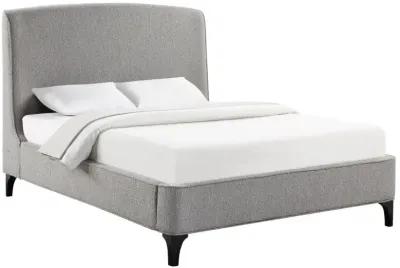 Mosby Upholstered Curved Headboard Queen Platform Bed Light Grey