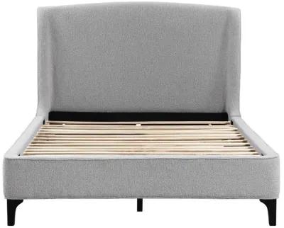 Mosby Upholstered Curved Headboard Queen Platform Bed Light Grey