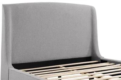 Mosby Upholstered Curved Headboard Queen Platform Bed Light Grey