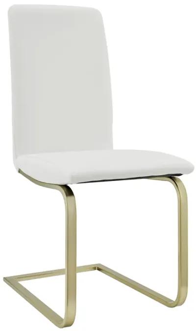 Cinzia Dining Chair in White with Matte Brushed Gold Legs - Set of 2