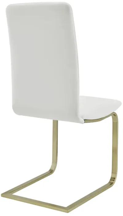 Cinzia Dining Chair in White with Matte Brushed Gold Legs - Set of 2