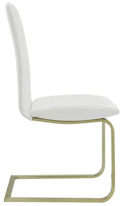 Cinzia Dining Chair in White with Matte Brushed Gold Legs - Set of 2