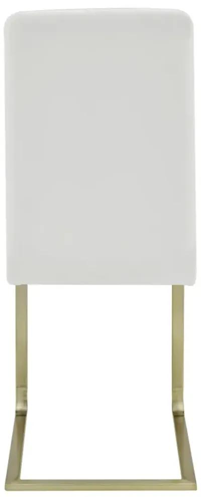 Cinzia Dining Chair in White with Matte Brushed Gold Legs - Set of 2