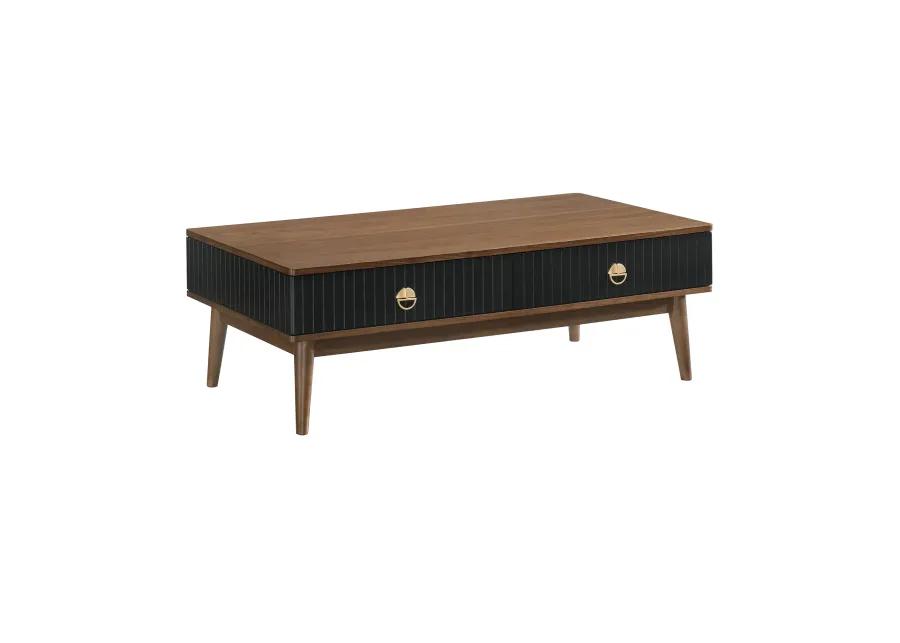 Amigo Black Veneer and Walnut Wood Coffee Table