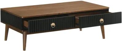 Amigo Black Veneer and Walnut Wood Coffee Table