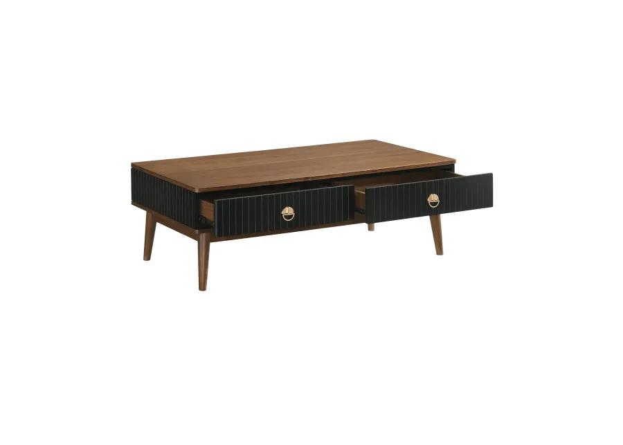 Amigo Black Veneer and Walnut Wood Coffee Table