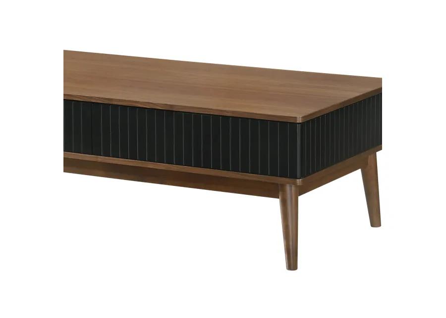 Amigo Black Veneer and Walnut Wood Coffee Table