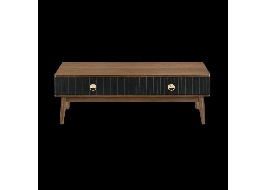 Amigo Black Veneer and Walnut Wood Coffee Table