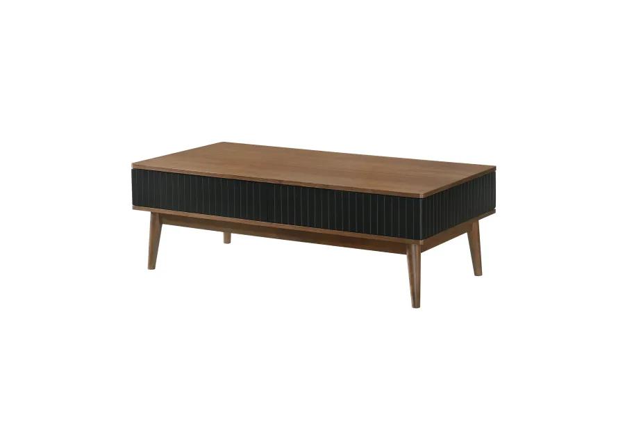 Amigo Black Veneer and Walnut Wood Coffee Table