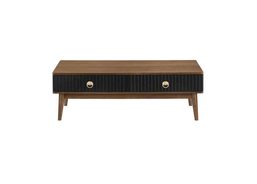 Amigo Black Veneer and Walnut Wood Coffee Table