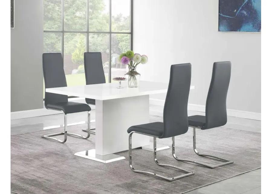 Anges 5-piece Dining Set White High Gloss and Grey