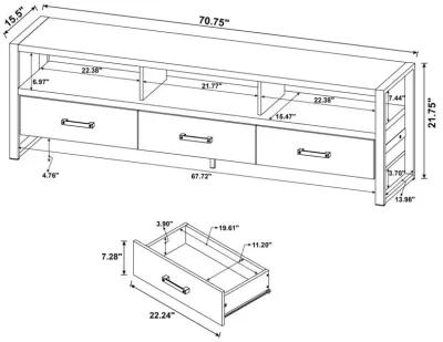 James 3-drawer Composite Wood 71" TV Stand Dark Pine