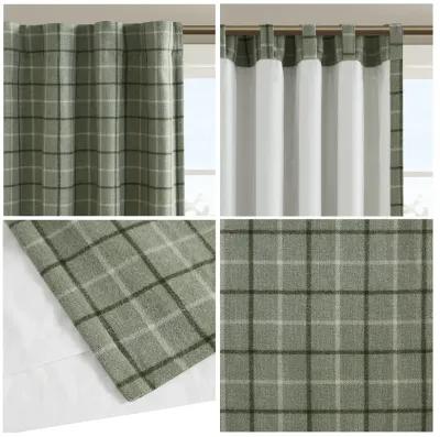 Anaheim Plaid Rod Pocket and Back Tab Curtain Panel with Fleece Lining